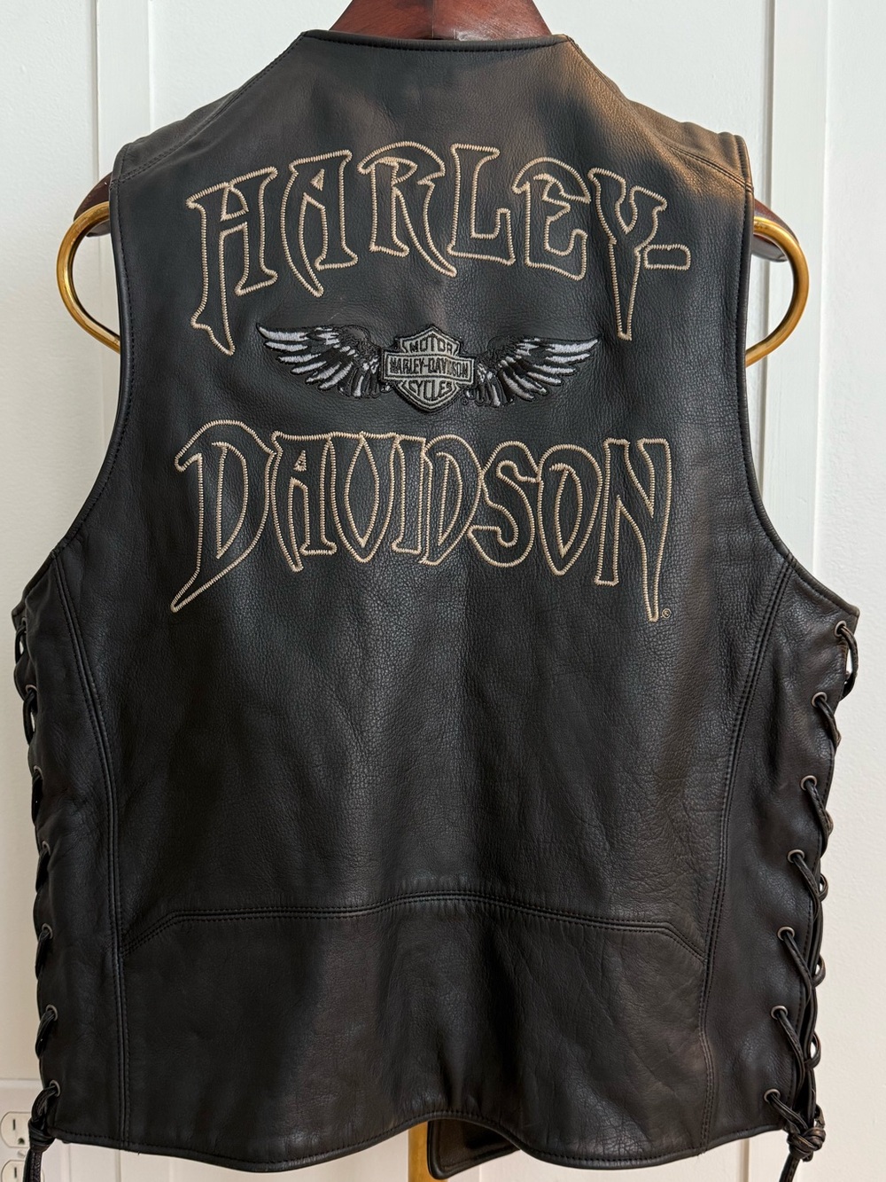 HARLEY-DAVIDSON Y2K GRUNGE RELIC WILLIE G SKULL LEATHER VEST BIKERCORE